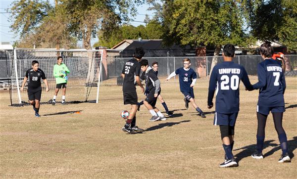 Students playing soccer during the 7th Annual Soccer Classic, Thursday, December 8, 2022.